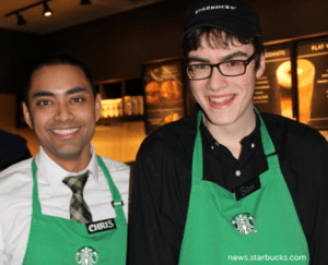 "Sam the Barista" and his manager Chris Ali 